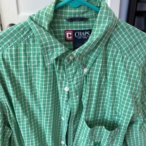 Chaps Mint Green Plaid Men's Shirt